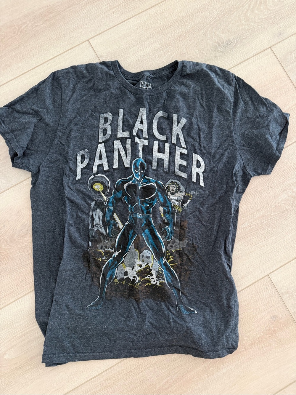 Marvel Black Panther Graphic Tee - Charcoal with Blue Accents